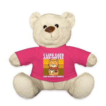 Ich mag Katzen und Kaffee und vllt drei Menschen - Teddy - Pink - Vorne