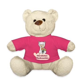 Blumen-Alpaka: Herzliches Dankeschön - Teddy - Pink - Vorne