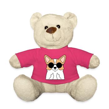 Naughty Corgi with Sunglasses - Teddy Bear - pink - Front