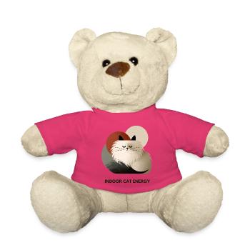 Indoor Cat Energy Retro Illustration Design - Teddy Bear - pink - Front