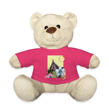 Camping in a tent - Teddy Bear - pink - Front