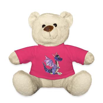 Purple Dragon Crystal Design - Teddy Bear - pink - Front