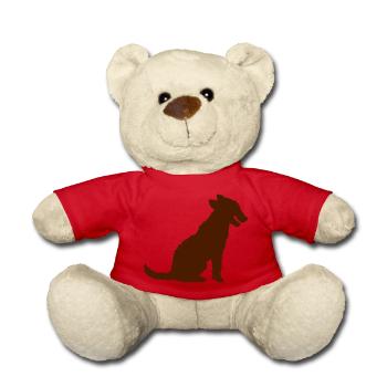 chien s’asseoir silhouette langue sortant contour - Nounours - rouge - Devant