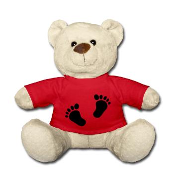 Deux pieds de bébé 2 pieds de bébé empreintes enfant mignon - Nounours - rouge - Devant
