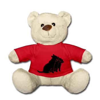 3 Dogs Sitting Team Crew Three Friends Silhouette - Teddy Bear - red - Front
