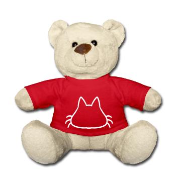 Katzen Kopf Ohne Gesicht Umriss Silhouette Symbol - Teddy - Rot - Vorne