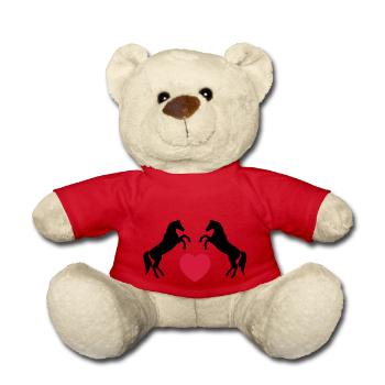 Deux chevaux sauvages avec un coeur - Nounours - rouge - Devant