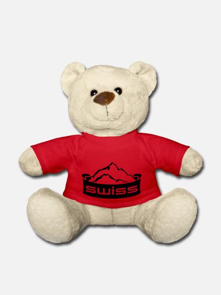 Swiss Mountain Banner Logo - Teddy Bear - red