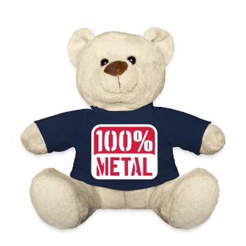 100% Heavy Metal Musique Timbre Texte Logo - Nounours - bleu marine - Devant