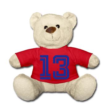College Numbers, Nummern, Sports Numbers, 13 - Teddy Bear - red - Front
