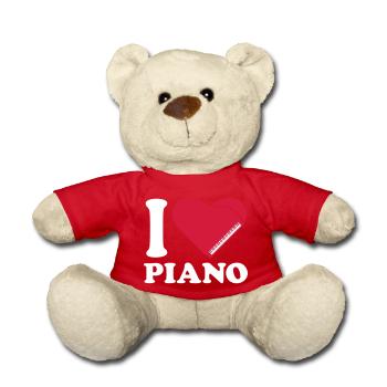 I Love Klavier Piano Herz Musik Instrument Liebe - Teddy - Rot - Vorne