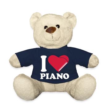 I Love Klavier Piano Herz Musik Instrument Liebe - Teddy - French Navy - Vorne