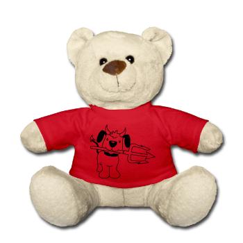 Dog Devil Satan Hell Evil Trident Horns Cool - Teddy Bear - red - Front