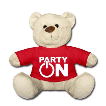 Party On Play An Symbol Anschalten Techno DJ Musik - Teddy - Rot - Vorne