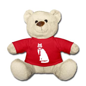 Schlaue Nerd Katze Hornbrille Geek Krawatte Brille - Teddy - Rot - Vorne