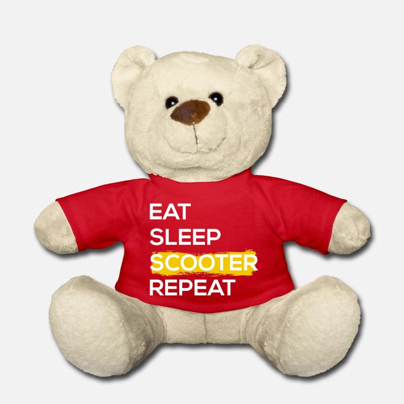 Eat Sleep Scooter Repeat II - Teddy Bear - red