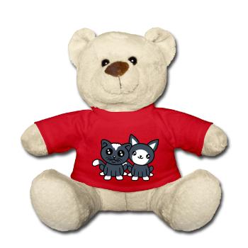 2 chats amis équipe équipage deux chatons de compagnie - Nounours - rouge - Devant