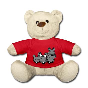 4 Mäuse Familie Zwei Kinder Mama Papa Eltern Süß - Teddy - Rot - Vorne