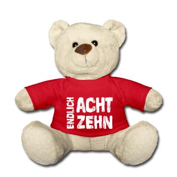 18. Geburtstag Endlich 18 Spruch - Teddy - Rot - Vorne