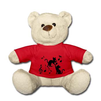 Motif chats noirs jouant avec note de musique - Nounours - rouge - Devant