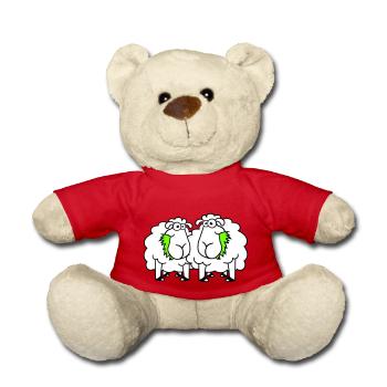 Deux moutons mangent de l’herbe 2 amis Équipe affamée - Nounours - rouge - Devant