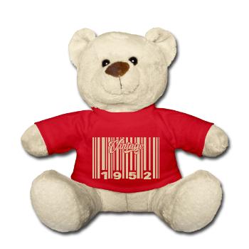 Jahrgang 1952 Barcode 1952: Jahr 2025. - Teddy - Rot - Vorne