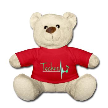 Techno Musik Buchstaben Musiknote Puls Herzschlag - Teddy - Rot - Vorne