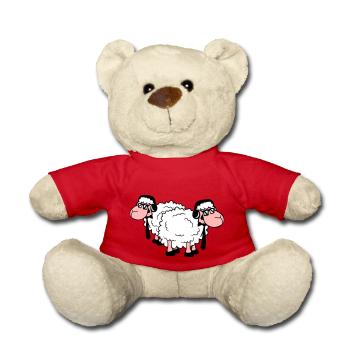 2 Sheep Sunglasses Music Party DJ Team Friends - Teddy Bear - red - Front