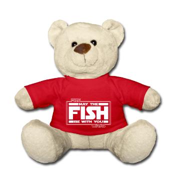 May the Fish be with YOU! (weiß/white) - Teddy - Rot - Vorne