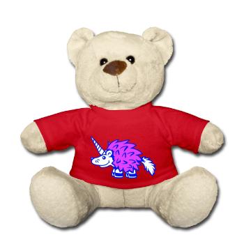 Unicorn Hedgehog Animal Cute Pink Cool Hybrid Creature Cartoon - Teddy Bear - red - Front