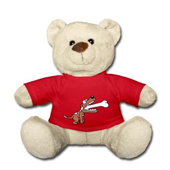 Dog Greedy Hungry Big Bone Swallowed - Teddy Bear - red - Front