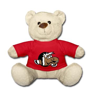 Horse Funny Crazy Hole Laughing Comic Riding Fun - Teddy Bear - red - Front