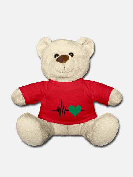 Pulse, frequency, heartbeat, vegan heart rate - Teddy Bear - red