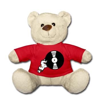 dj vinyl platte club musik auflegen disko party fe - Teddy - Rot - Vorne