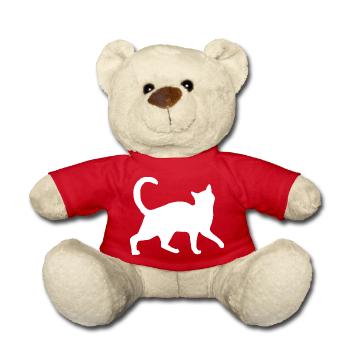 White Cat - Teddy Bear - red - Front