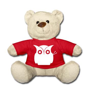 Eule mit Drumsticks - Teddy - Rot - Vorne