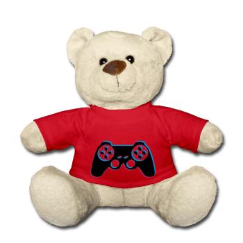 3d controller design logo clip art cool gamer zocke - Teddy Bear - red - Front