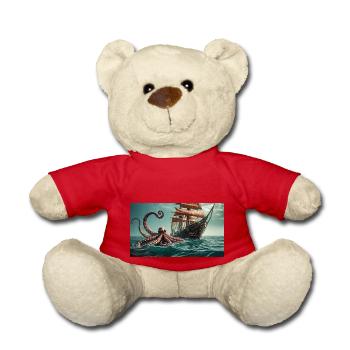 creepy mythical places – kraken sailing ship - Teddy Bear - red - Front