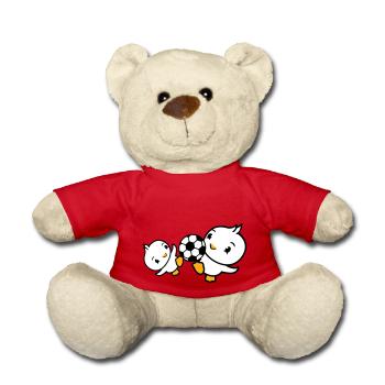 2 Birds Playing Soccer Together Fun Ball Sports - Teddy Bear - red - Front