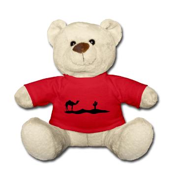 Kaktus Kamel Silhouette Umriss Schwarz Dromedar - Teddy - Rot - Vorne