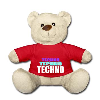Techno Liebe Zitat Spruch Musik Party Feiern Logo - Teddy - Rot - Vorne