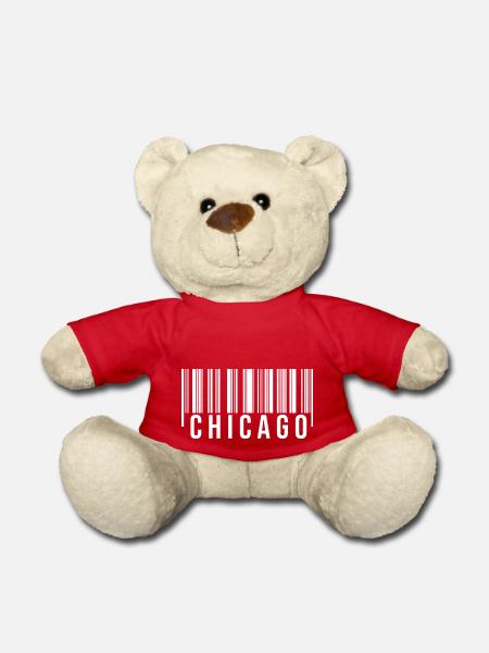 Chicago Barcode1 - Teddy Bear - red