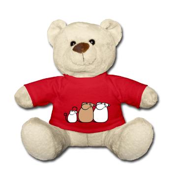 3 Mice Family Child Mom Dad Parents Row Cute - Teddy Bear - red - Front