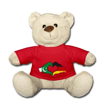 Pakistan Deutschland Flagge Haende Herz - Teddy - Rot - Vorne