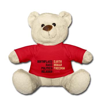 birthplace earth love human freedom peace - Teddy Bear - red - Front