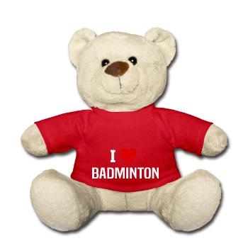I love Badminton - Teddy Bear - red - Front