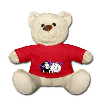 2 Mouton Ange Diable Satan Enfer Mal Paradis Bien - Nounours - rouge - Devant