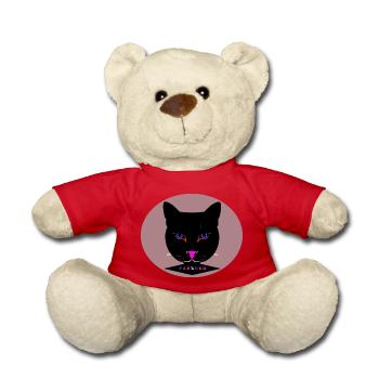 Farbige Rund Darstellung eines schwarzen Panters - Teddy - Rot - Vorne