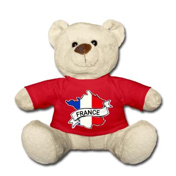 France - Flag - Map - Teddy Bear - red - Front