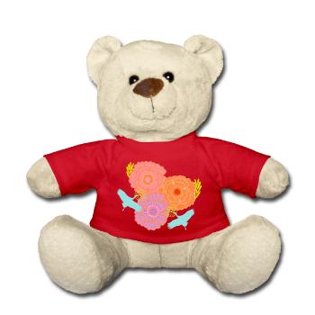 Pfingstrose und Kräne - Teddy - Rot - Vorne
